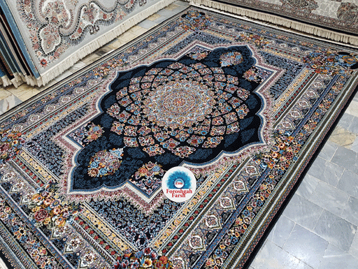 فرش طرح لوکس سرمه ای